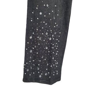 Quacker Factory 2X Jeans Denim Pearly Rhinestone Embellished Stretch Sparkle